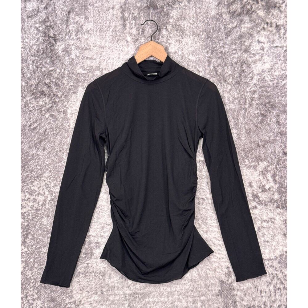 Aritzia Top Medium Womens Wilfred Maui Semi Sheer Long Sleeve Mock Neck